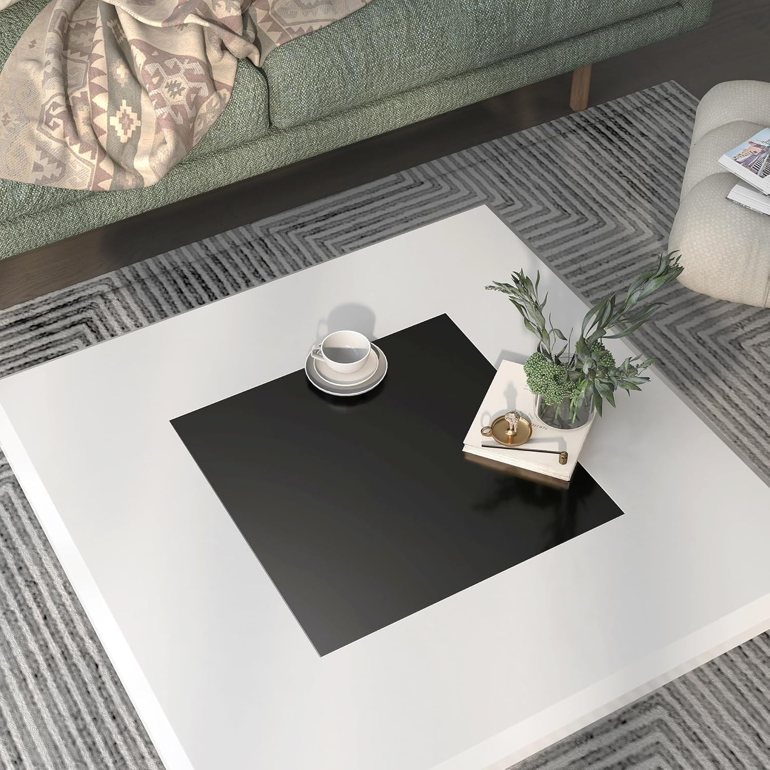 Alisha-Mae Modern White Coffee Table with Geometric Base for Any Room