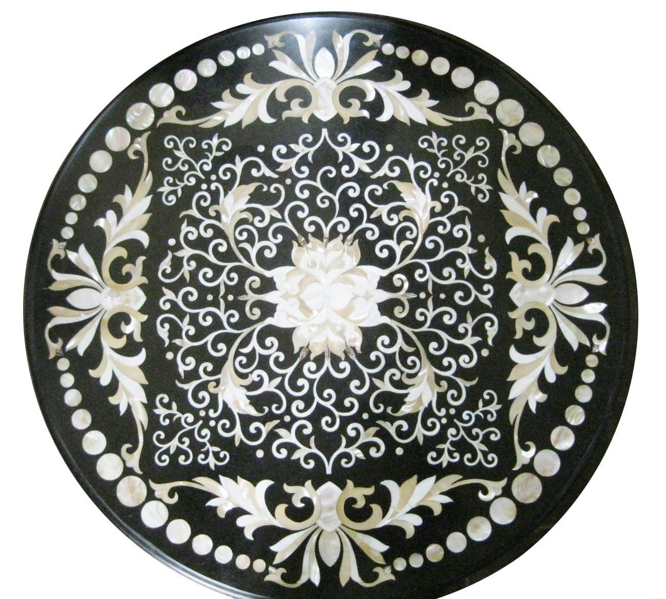 18″ Marble Table Inlay Work Handmade Semi Precious Stone Home Furniture Gifts