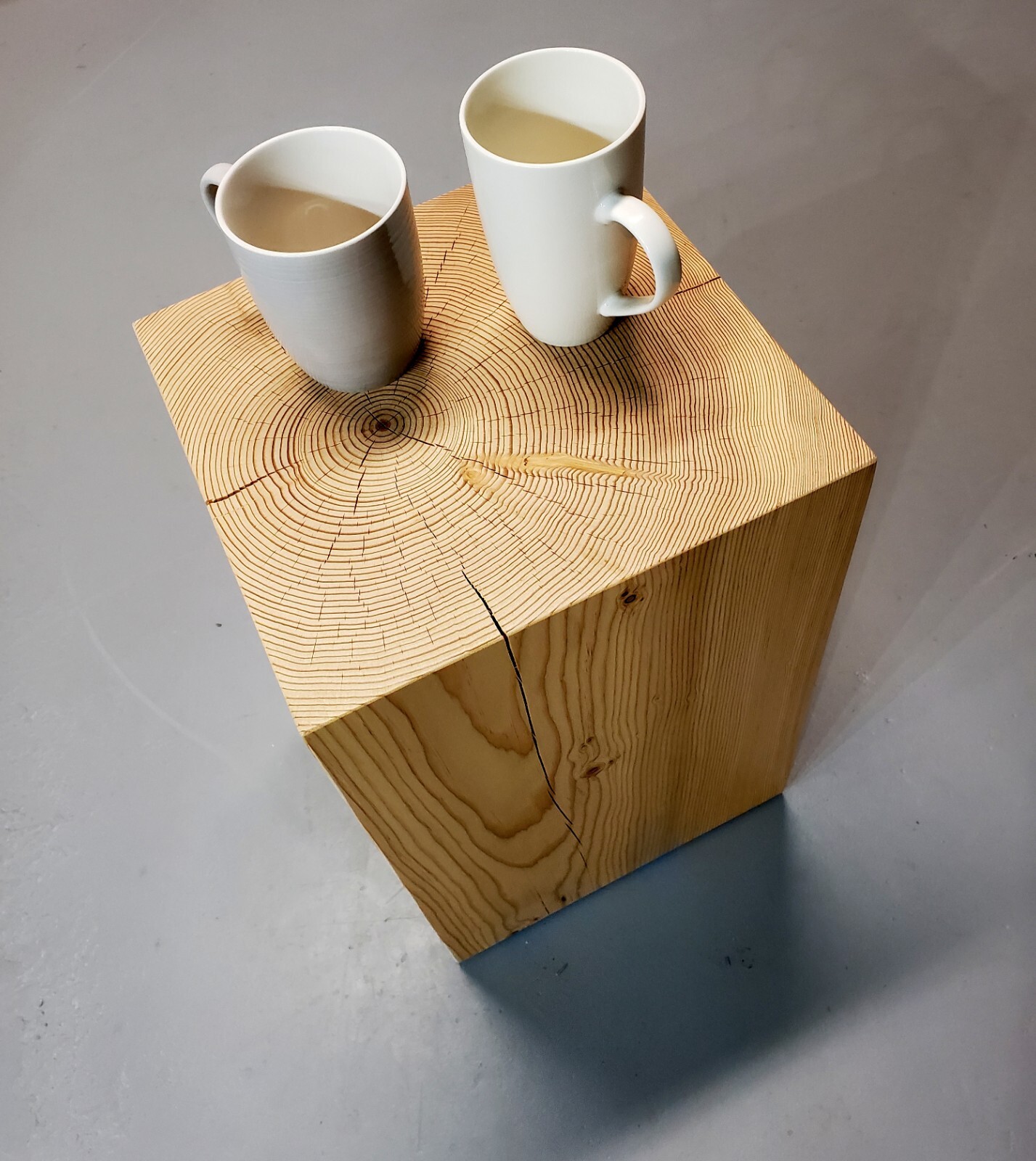Modern wood timber block tree stump side table stool
