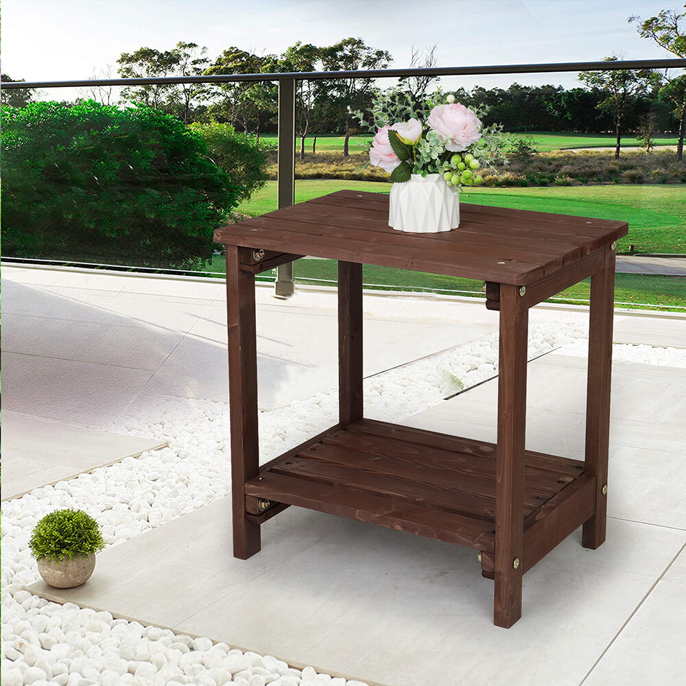 Rectangular Wood Side End Table Light Brown