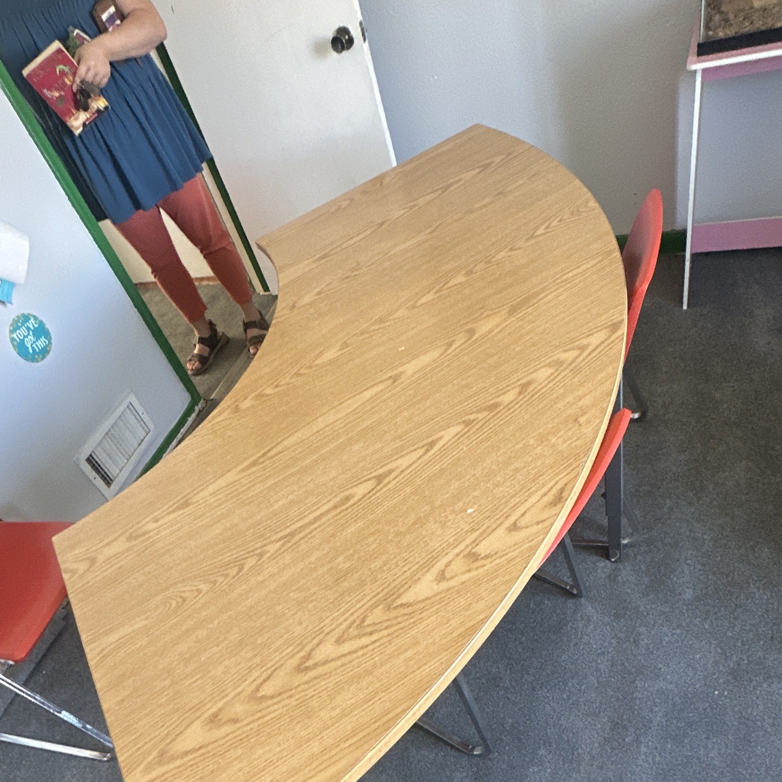 Kidney Shaped Indoor Table – Brown Finish, Medium Wood Tone Accent