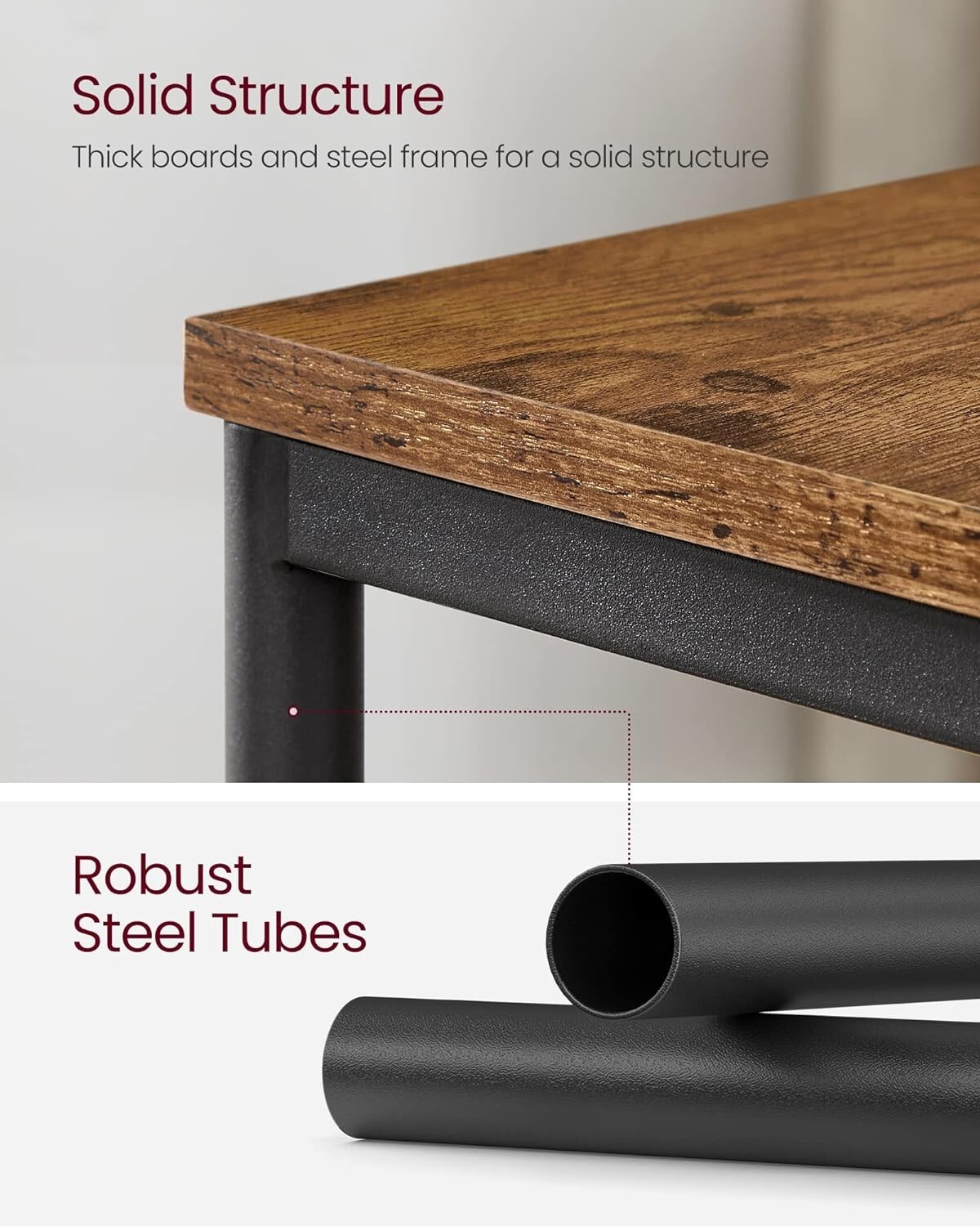 Compact 3-Shelf Side Table – Versatile Rustic Brown & Black Finish for Any Room