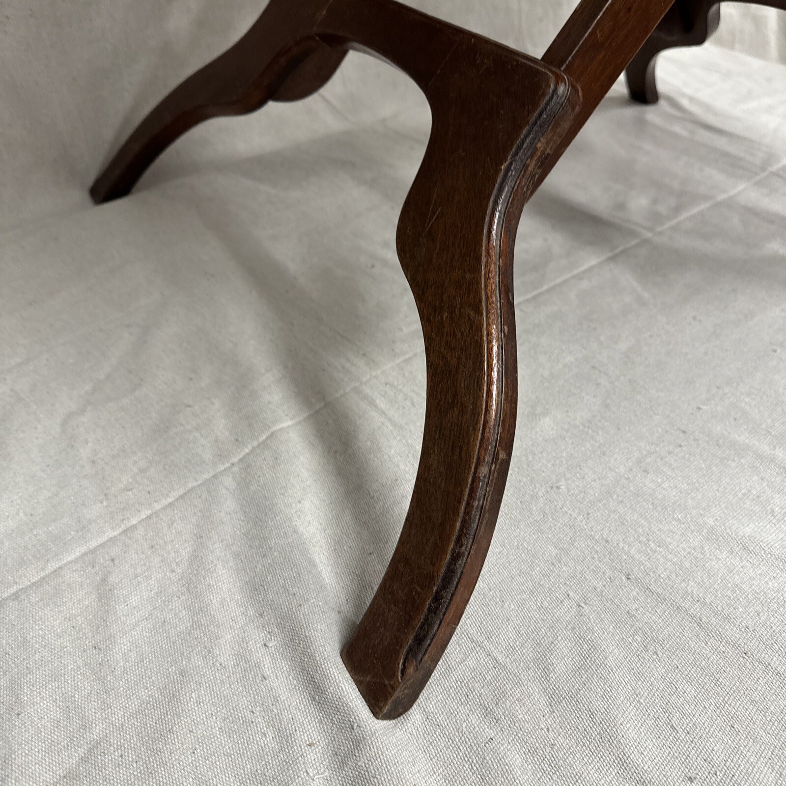 Mid Century Triangular Folding Corner Table Unique MCM Wooden Rounded Corner