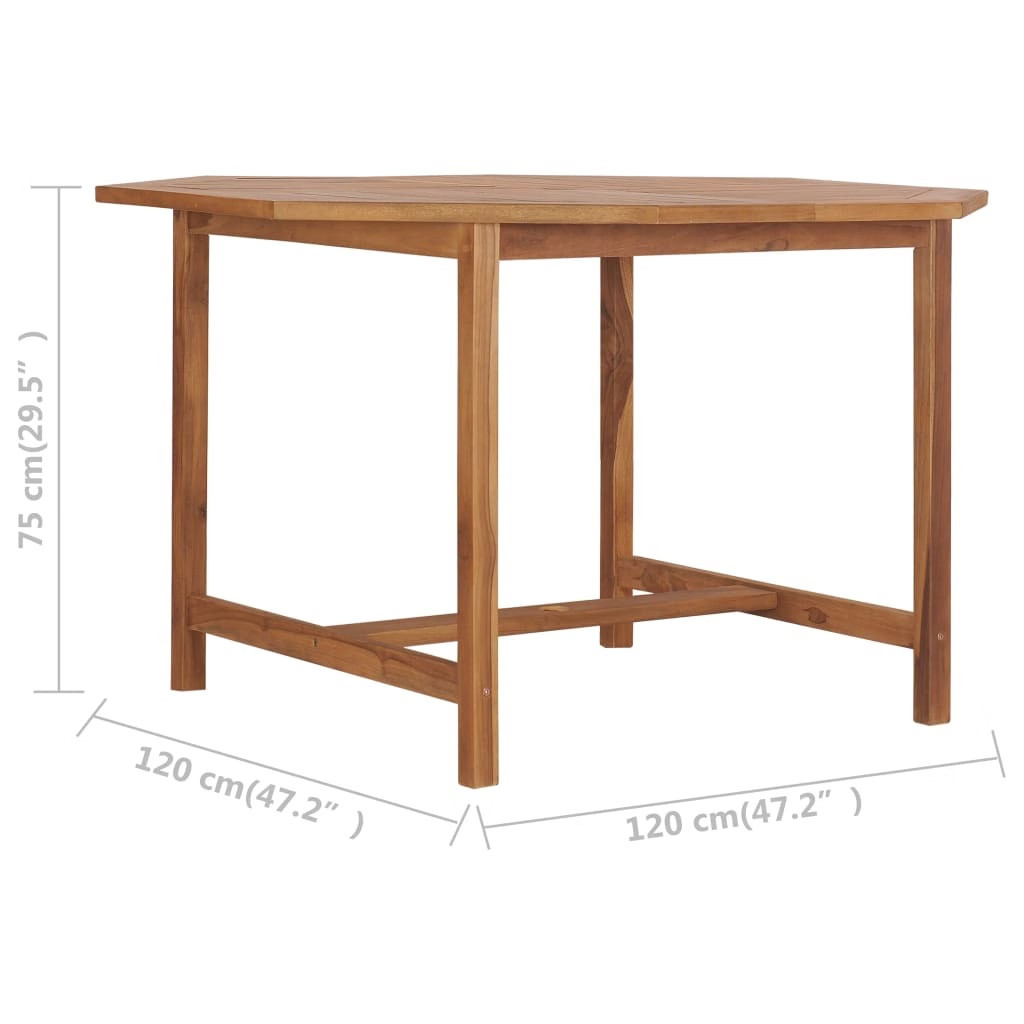 Dining Table Natural teak Solid teak wood 47.2 x 47.2 x 29.5 in