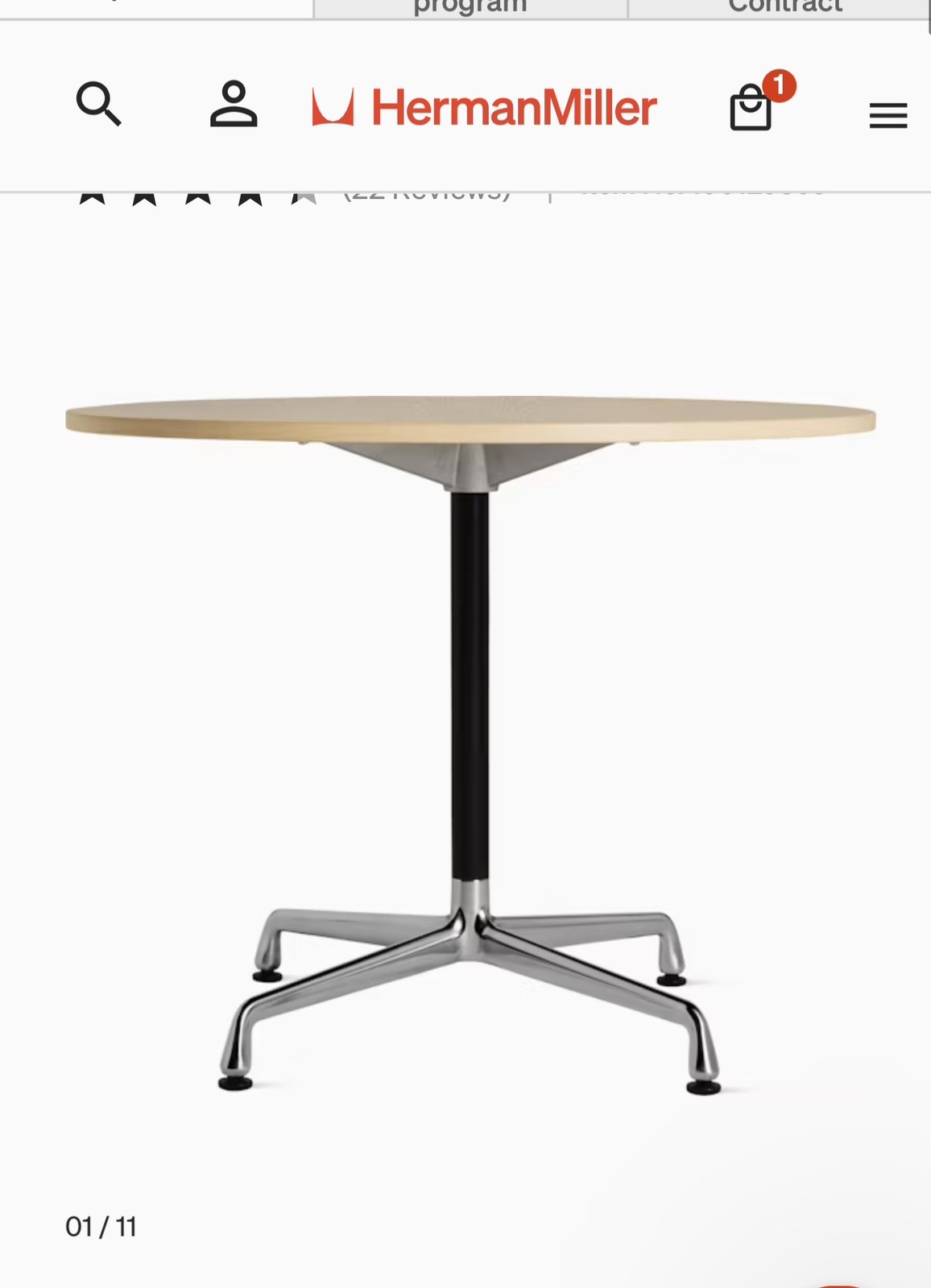 MCM Charles & Eames Herman Miller Round Oak Veneer Contract 36” Brand New
