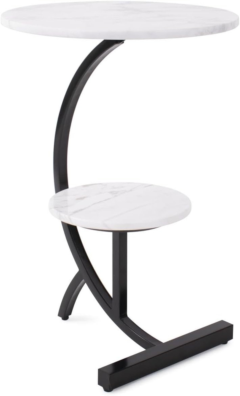 Tobin Round White Drink Table – Stylish Accent for Any Room