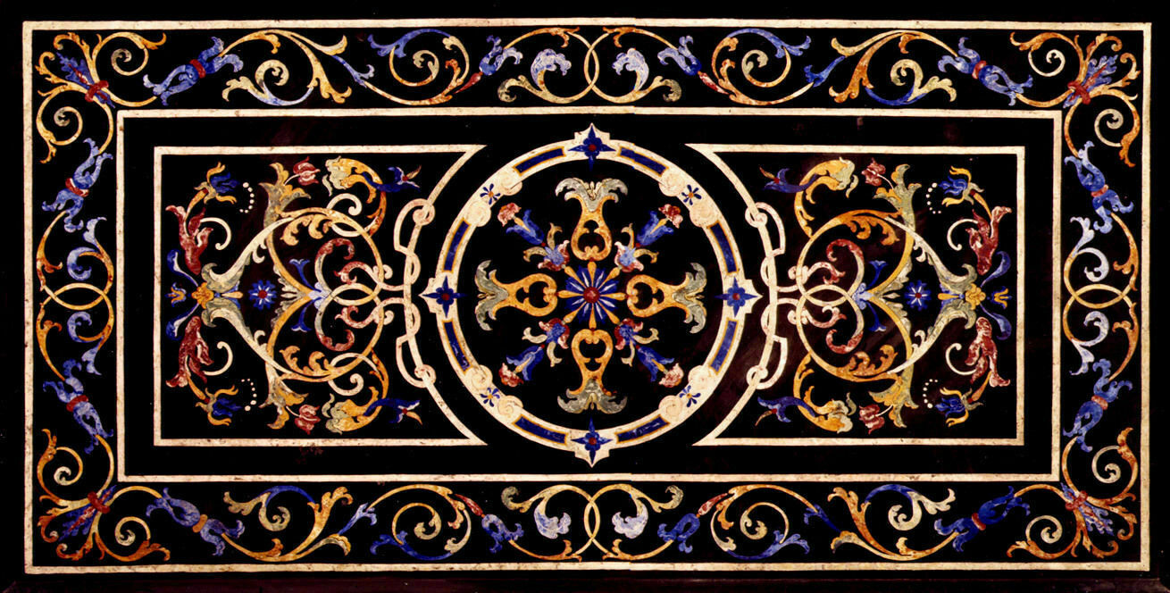 4’x2.5′ black marble table top dining coffee inlay malachite lapis decor home k2