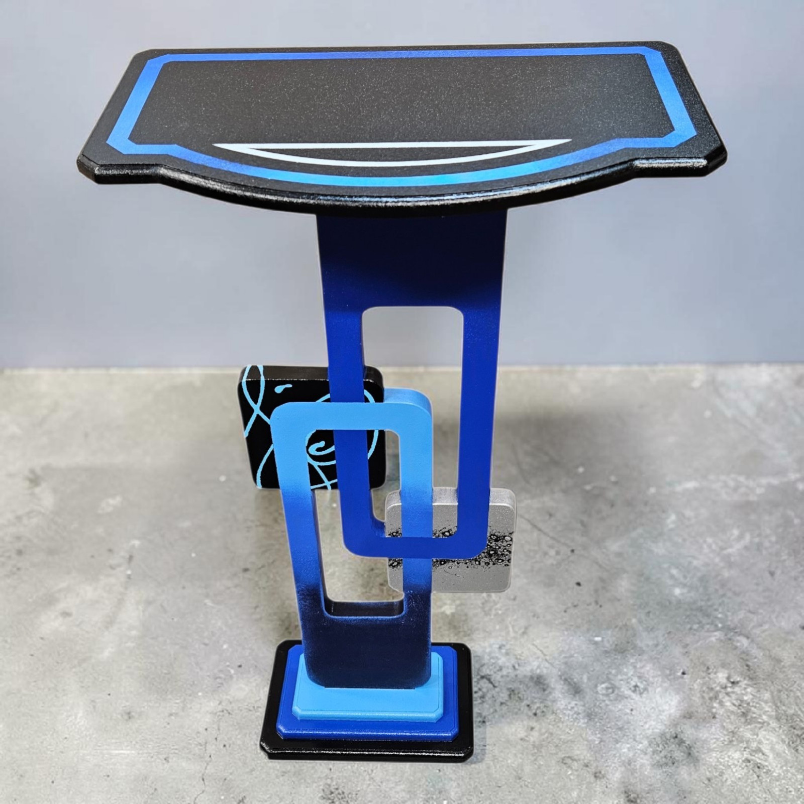 Cobalt Blue Abstract table, Contemporary modern accent end table, 30″ by Art69