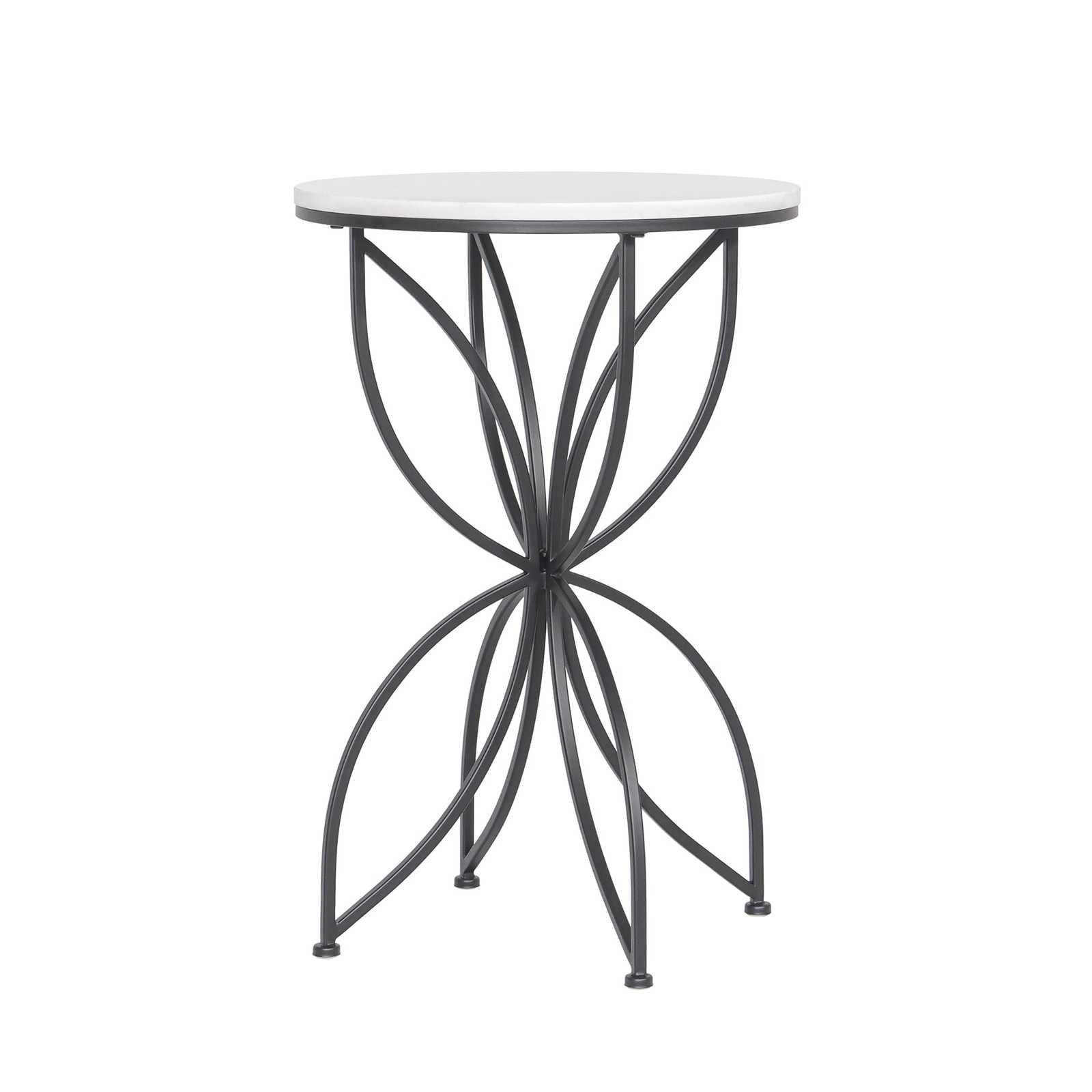 H 24 in. x Dia. 15.7 in. White Quartz Stone Table Top Accent Table