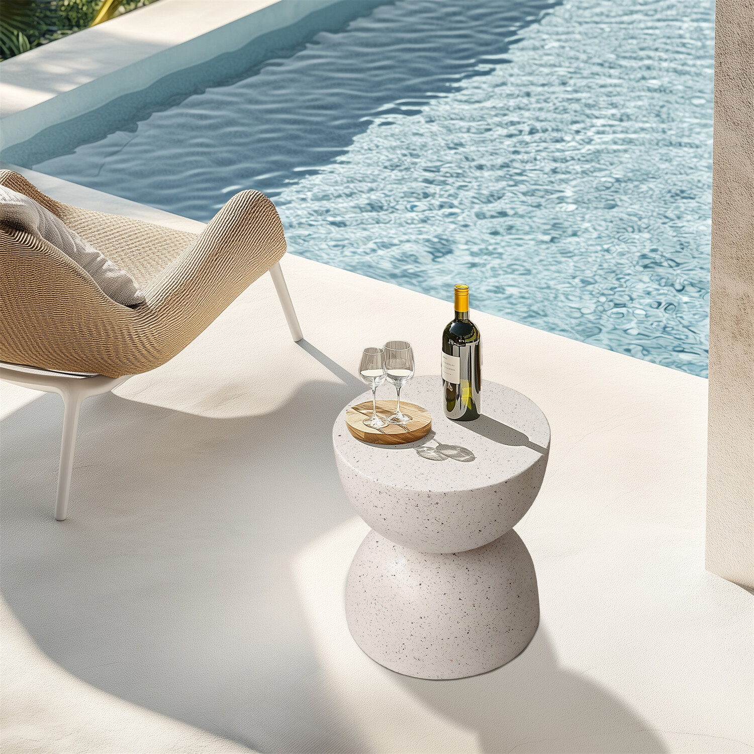 Unique Outdoor Concrete Side Table for Living Room Bedroom End Table Plant Stand