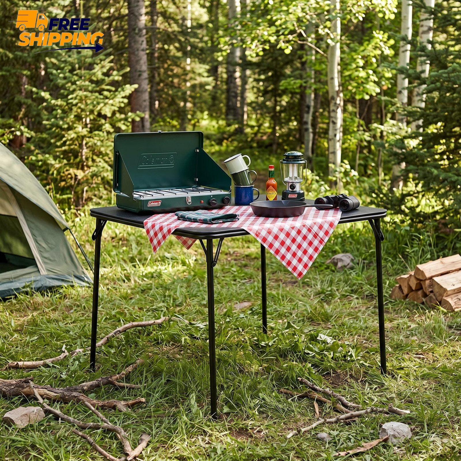 34″ Folding Card Table, Square Portable Game Night Dining Table, Black ✌️👍