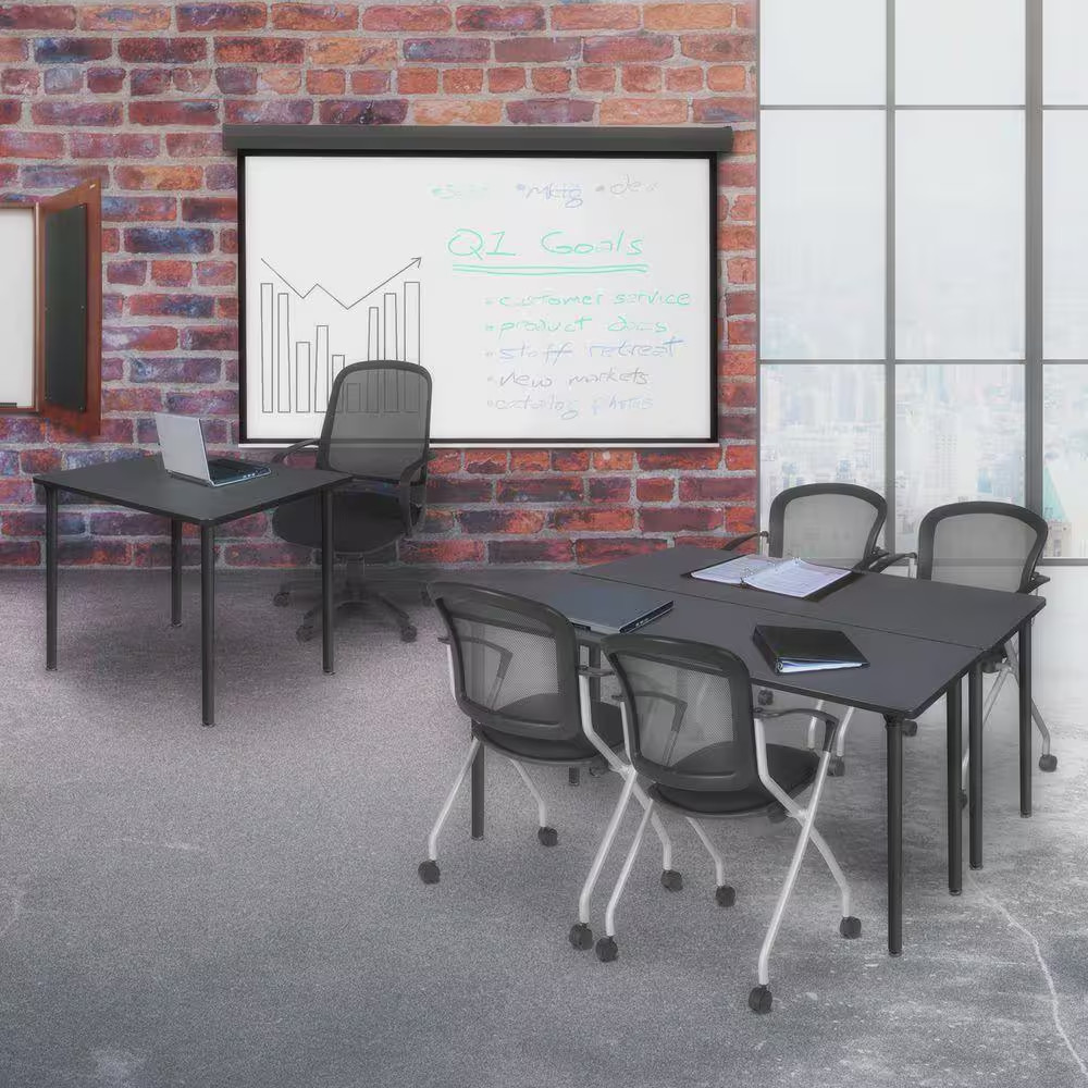 Kee 60 in X 24 In. Grey Top Folding Training Seminar Table Desk, Black Legs