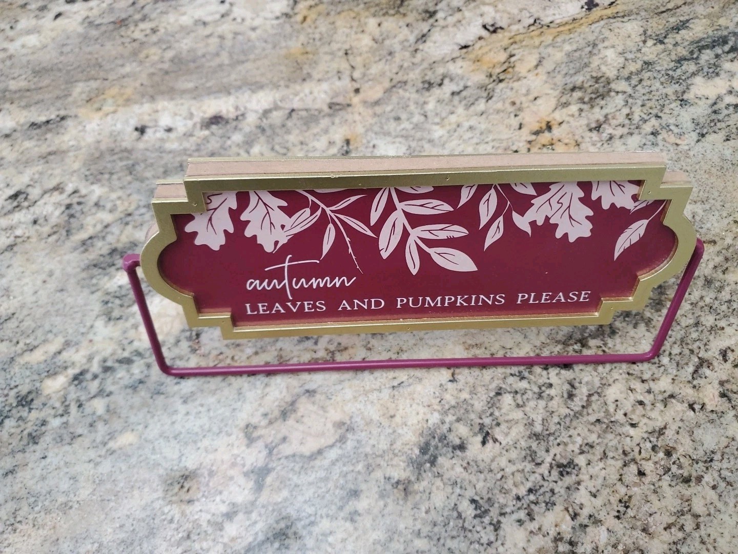 Swivel Autumn Sign, Handmade Metal/wood Tabletop Decor
