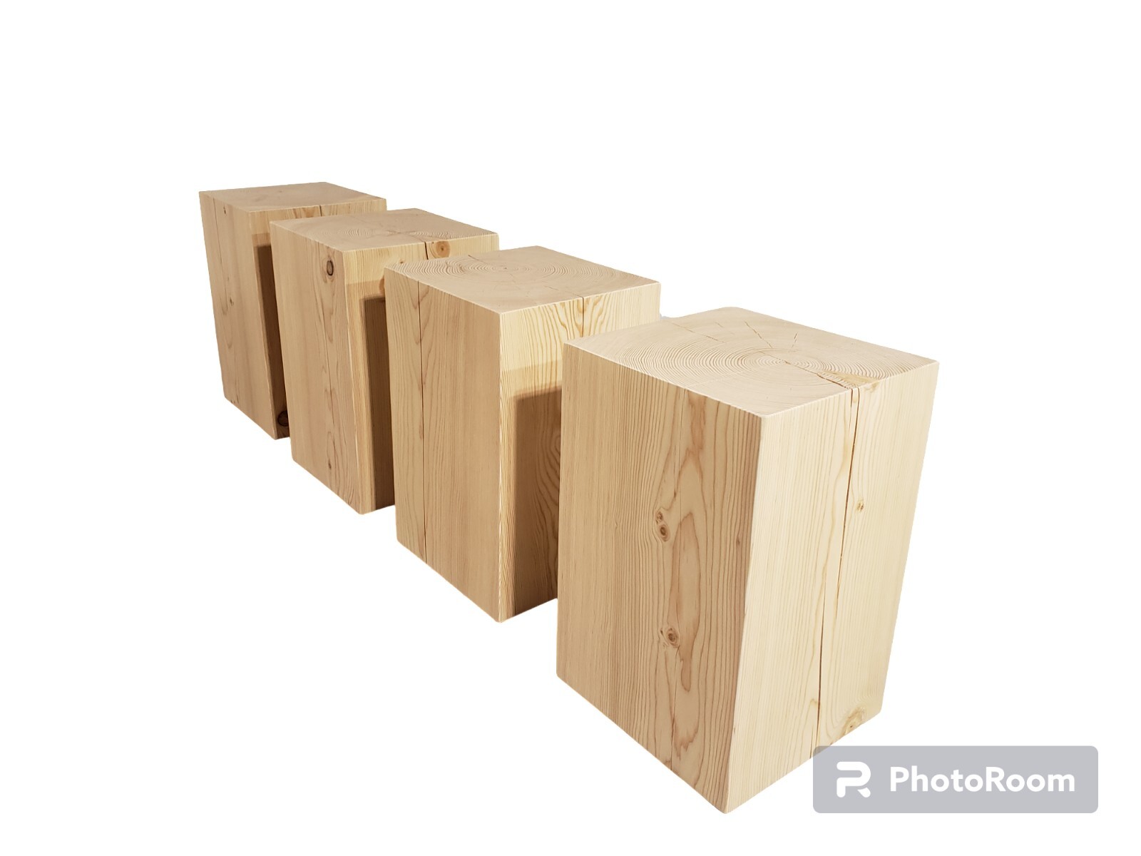 Modern wood timber block tree stump side table stool