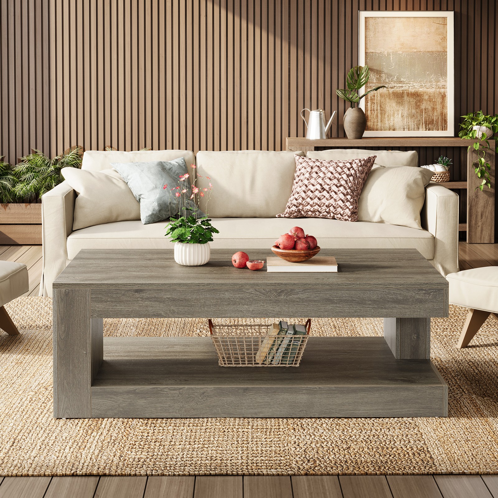 Tribesigns 47″ Rectangle Coffee Table for Living Room, Center Table with Storage