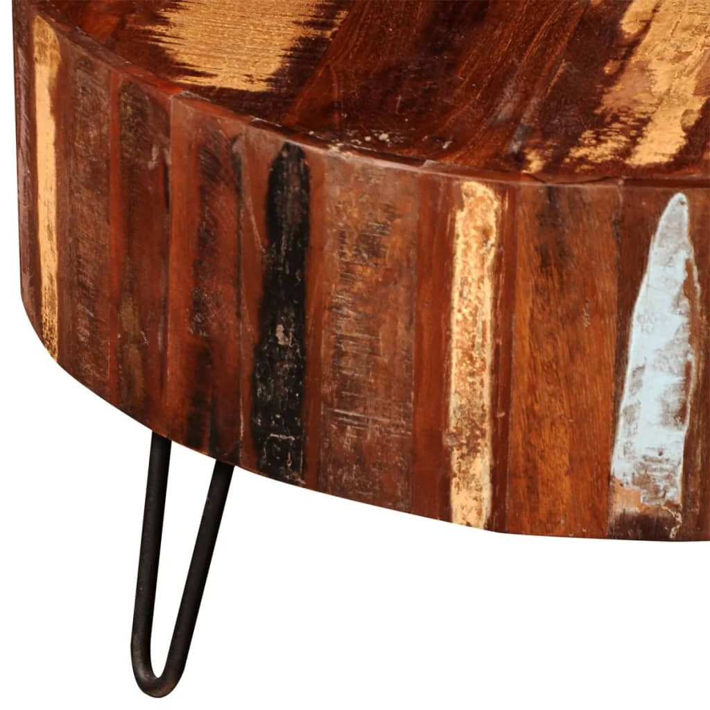 Coffee Table Multicolor Reclaimed solid wood, Iron 27.6 in diameter