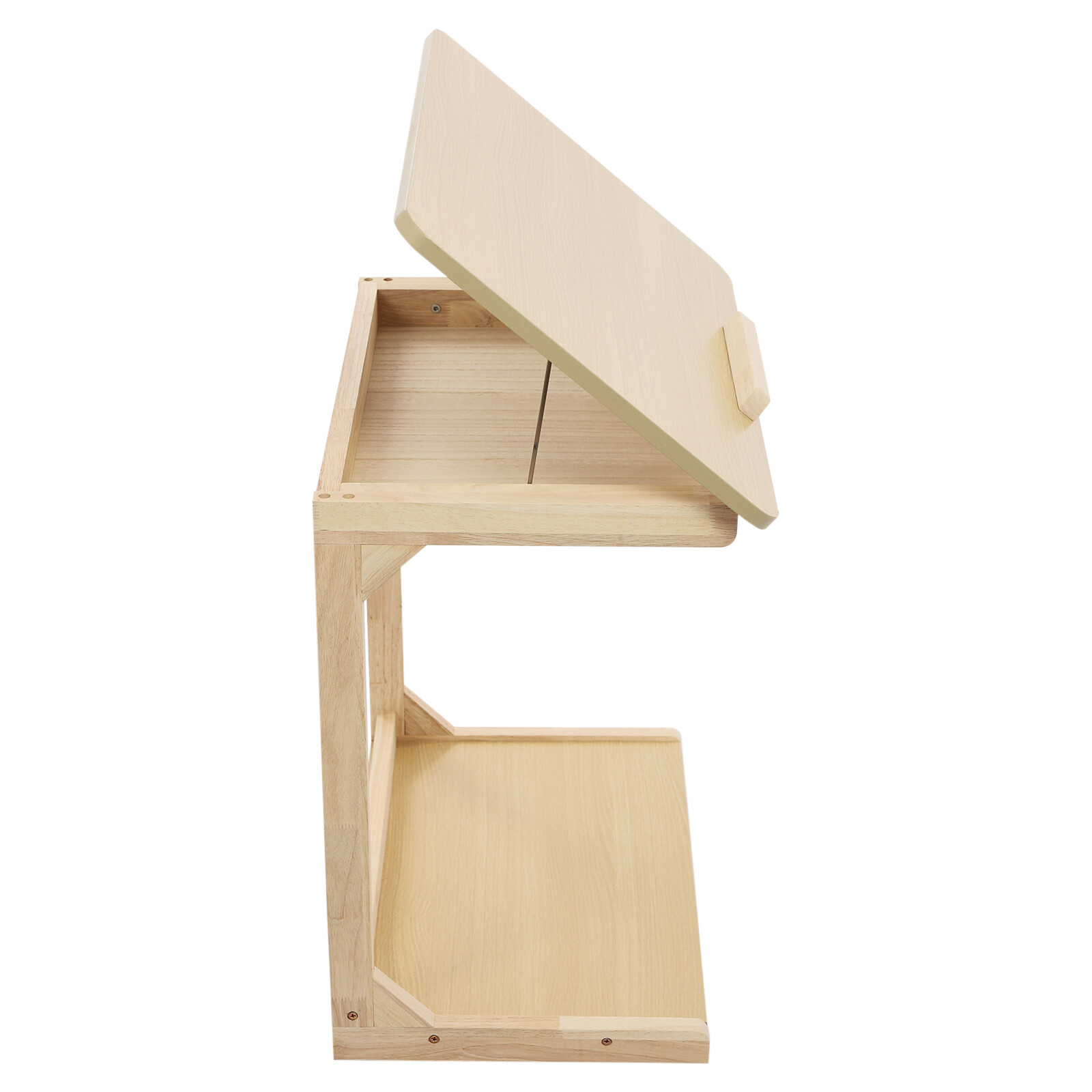 C Shaped End Table 23.62*15.75*24.8in Sofa Table Adjustable Tilt Angle W/ Wheels