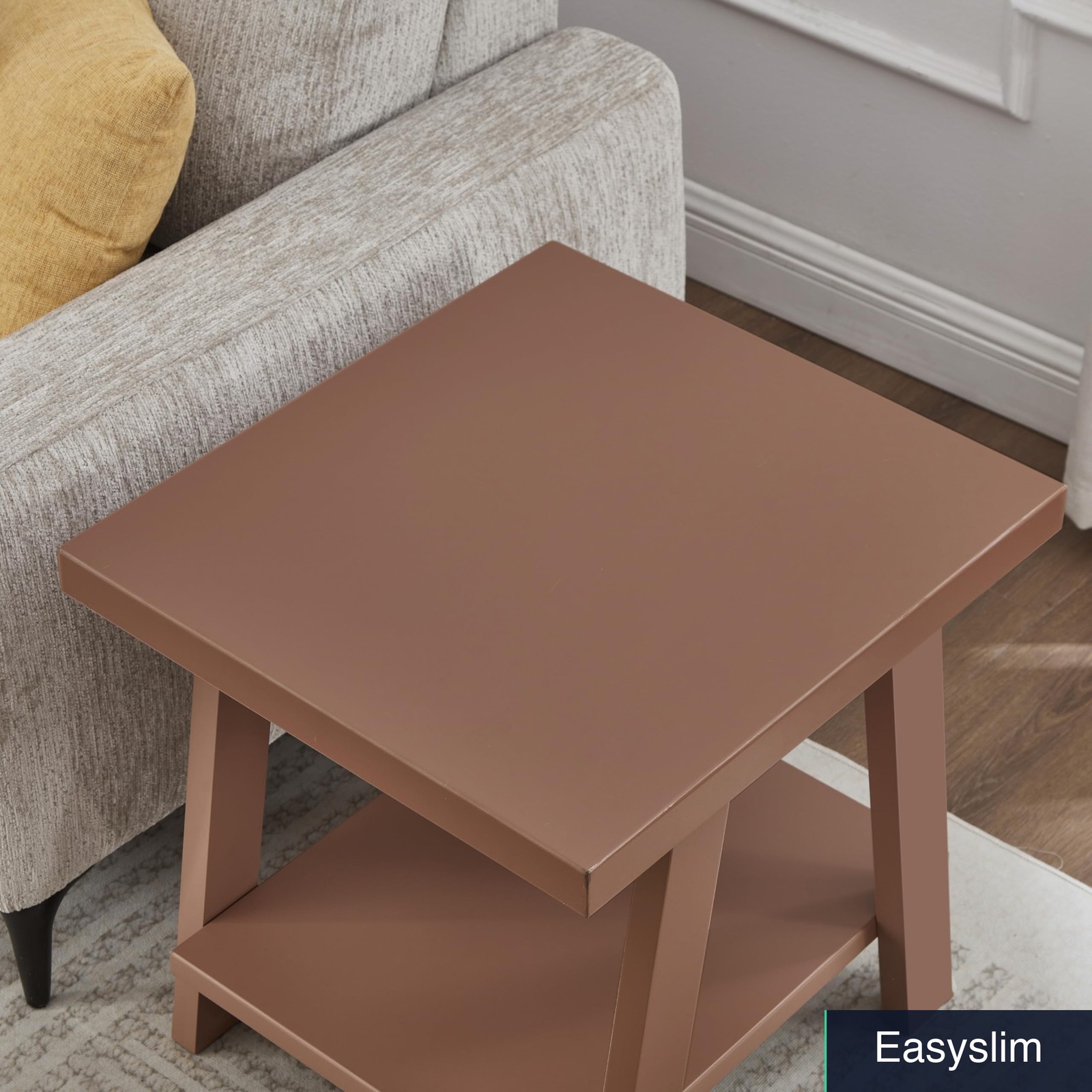 Red Contemporary Wood End Table with Under Shelf 24″W x 22″D x 23″H