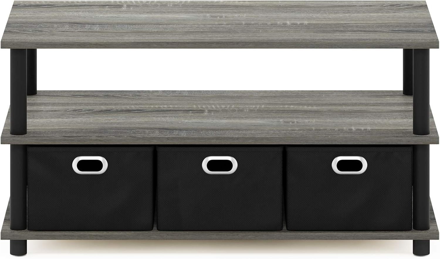 Turn-N-Tube Coffee Table 31.22D x 15.5W x 15.8H in French Oak Grey/Black/Black