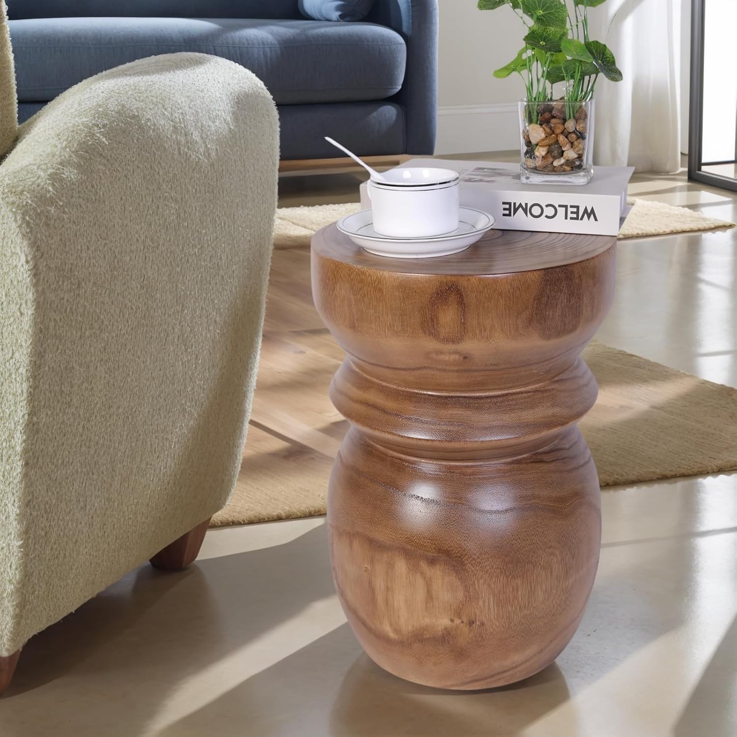 Handcrafted Tree Stump Accent Table 15.75″ H