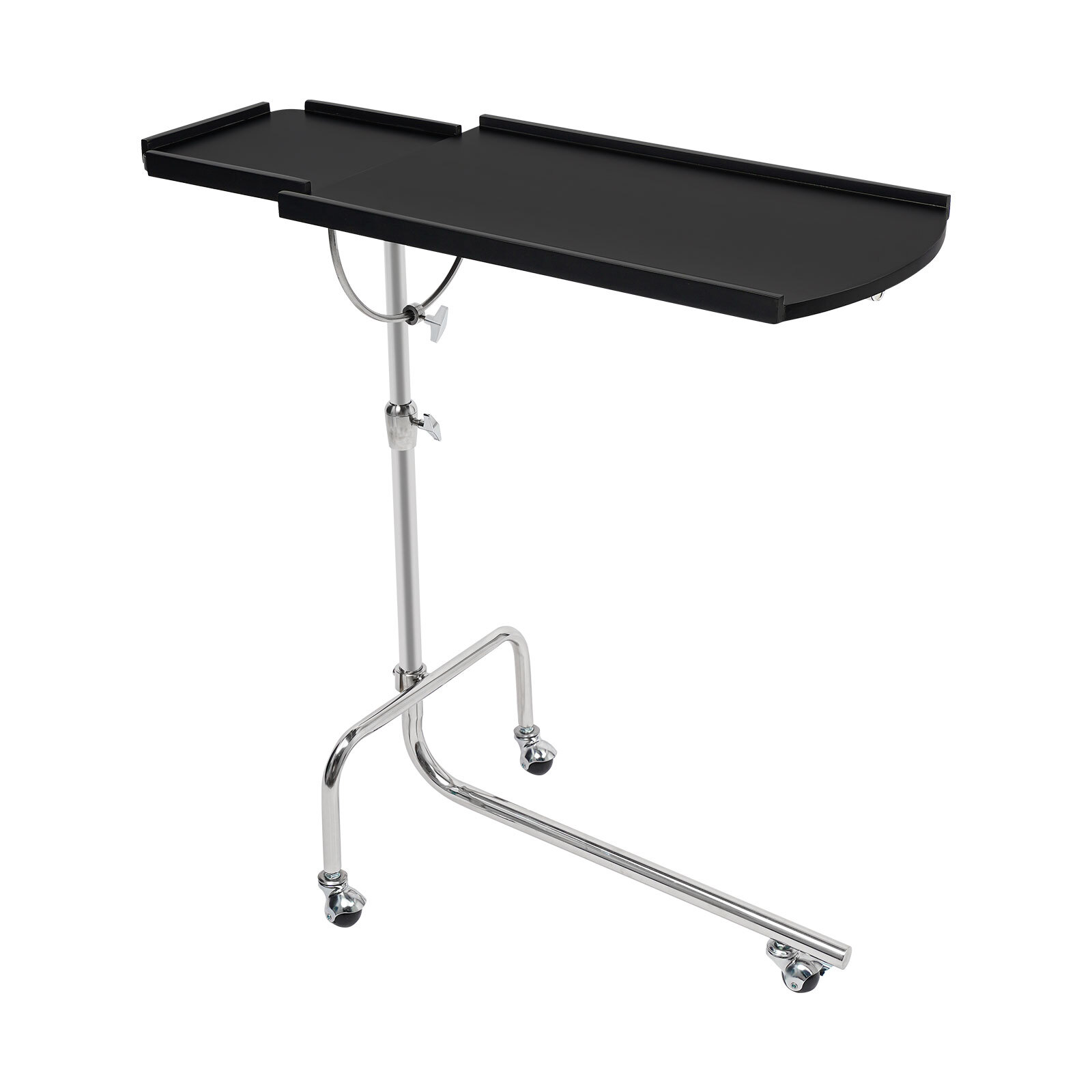Modern Black Free-standing Adjustable Wood Swivel Tray Table w/ Ergonomic Stand
