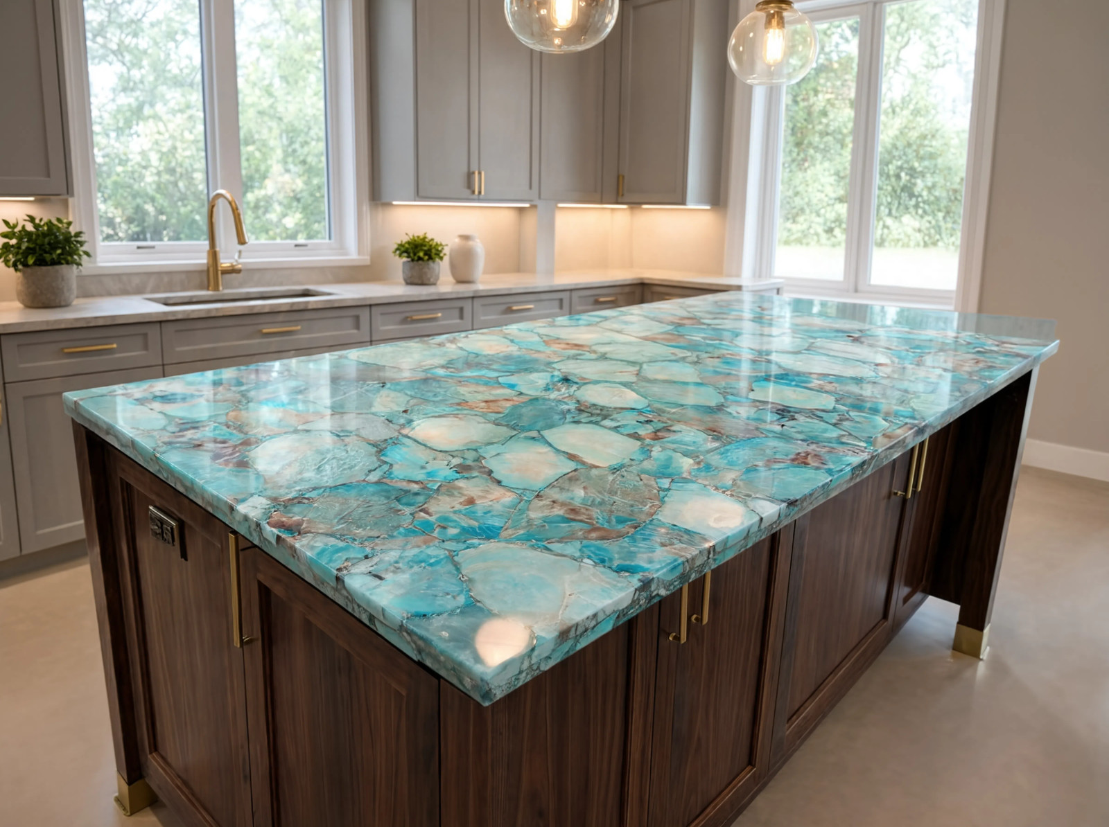 Amazonite Gemstone Countertop | Natural Crystal Stone Slab