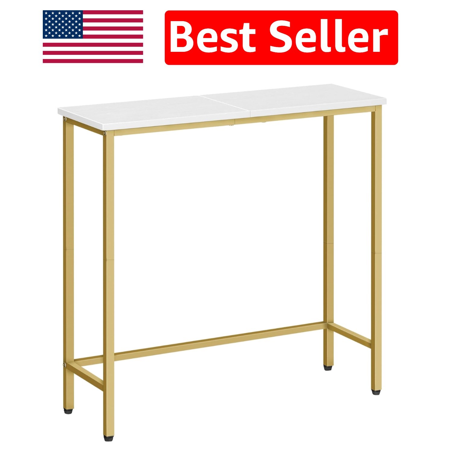 Versatile 29.5” Small Entryway Table – Modern White & Gold Design for Any Room