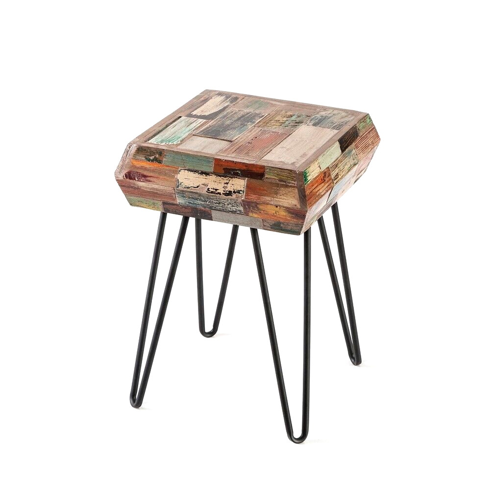 Greenage Side Table Solid Reclaimed Wood Accent Coffee End Table 3D Square