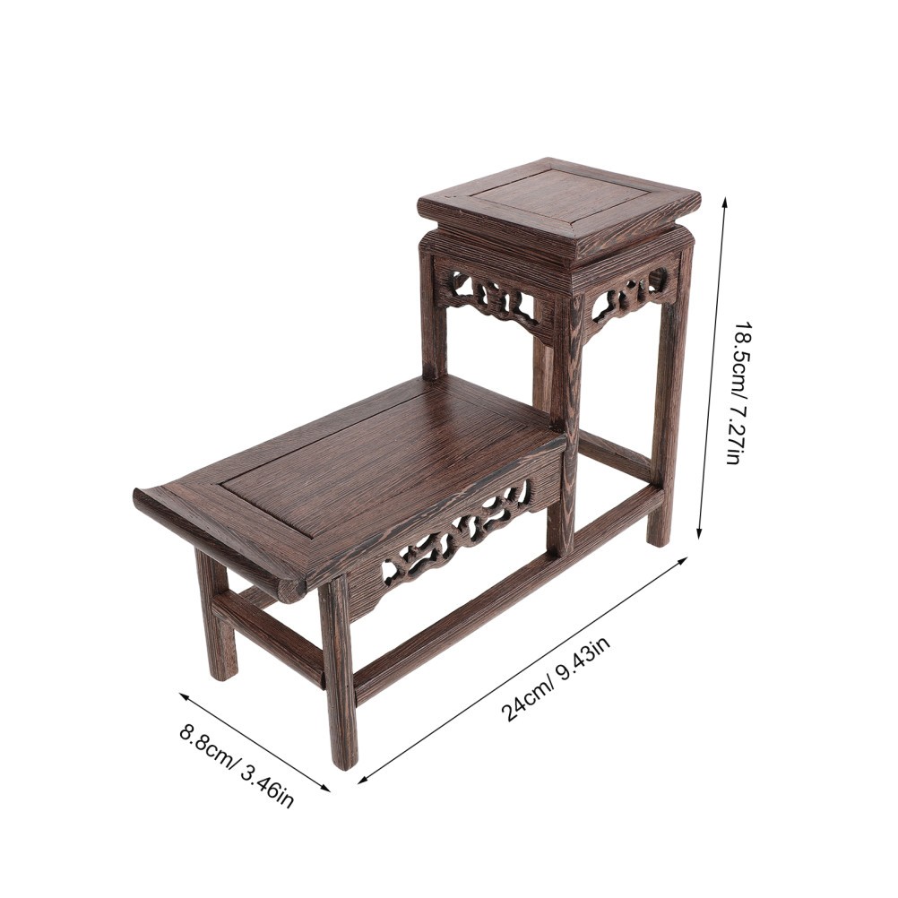 Rustic 2 Tier Wood Display Stand Reusable Indoor Plant Riser for Home Use
