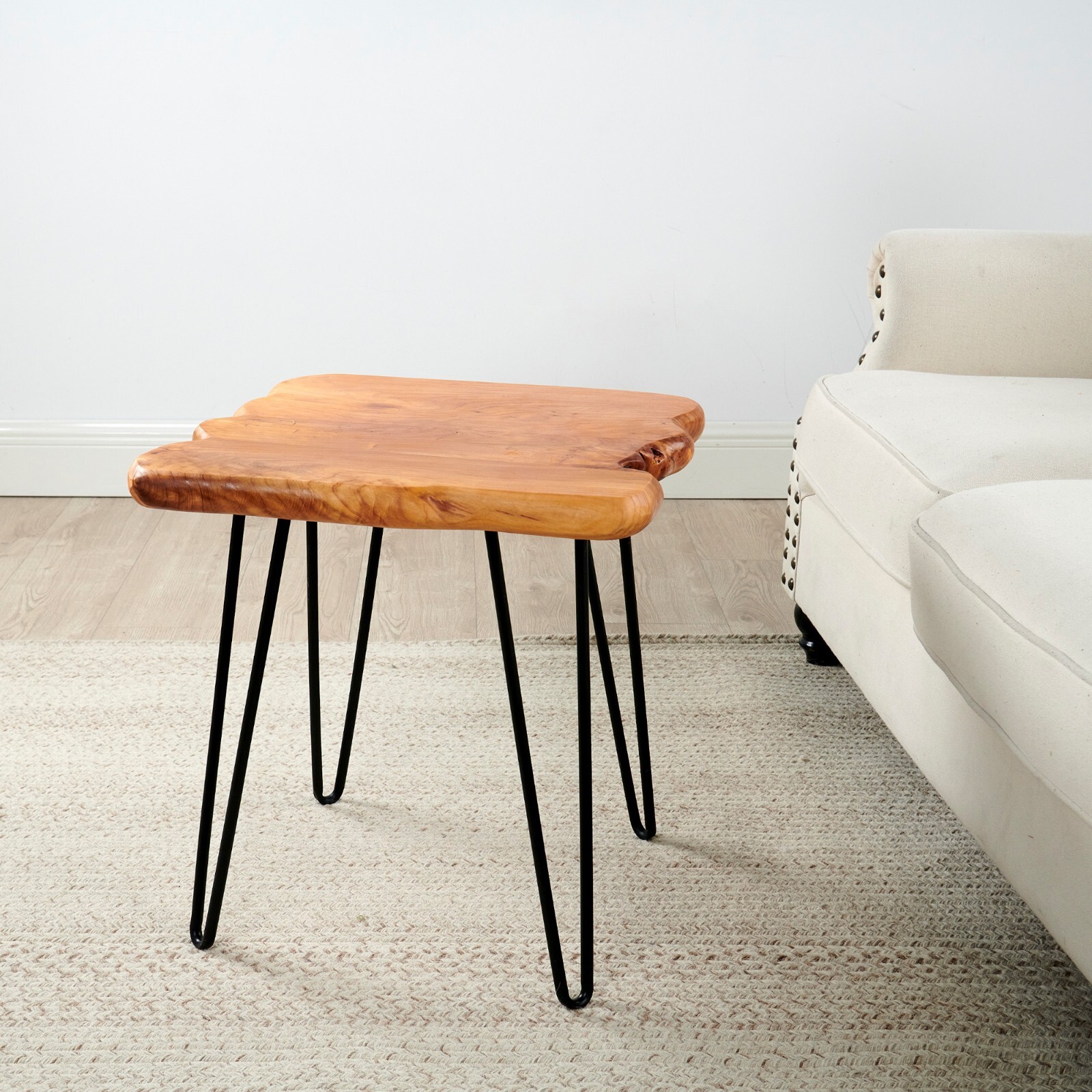 GREENAGE Cedar Live Edge Coffee Table with 4 Hairpin Legs 20″ x 20″ x 21″ Height