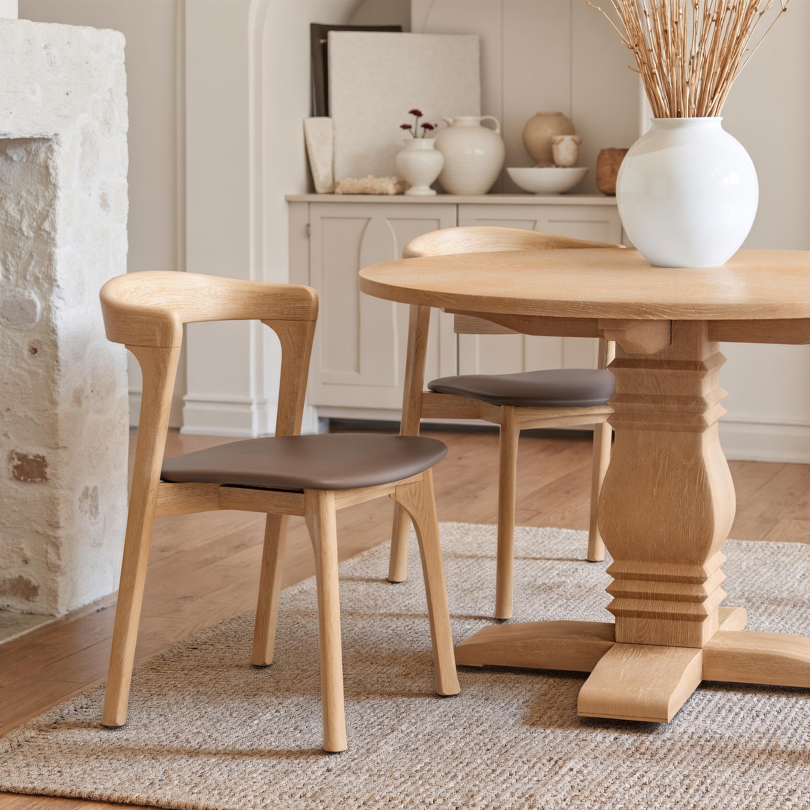 ZUO Tabi Solid Elm Wood Round Dining Table in Brown