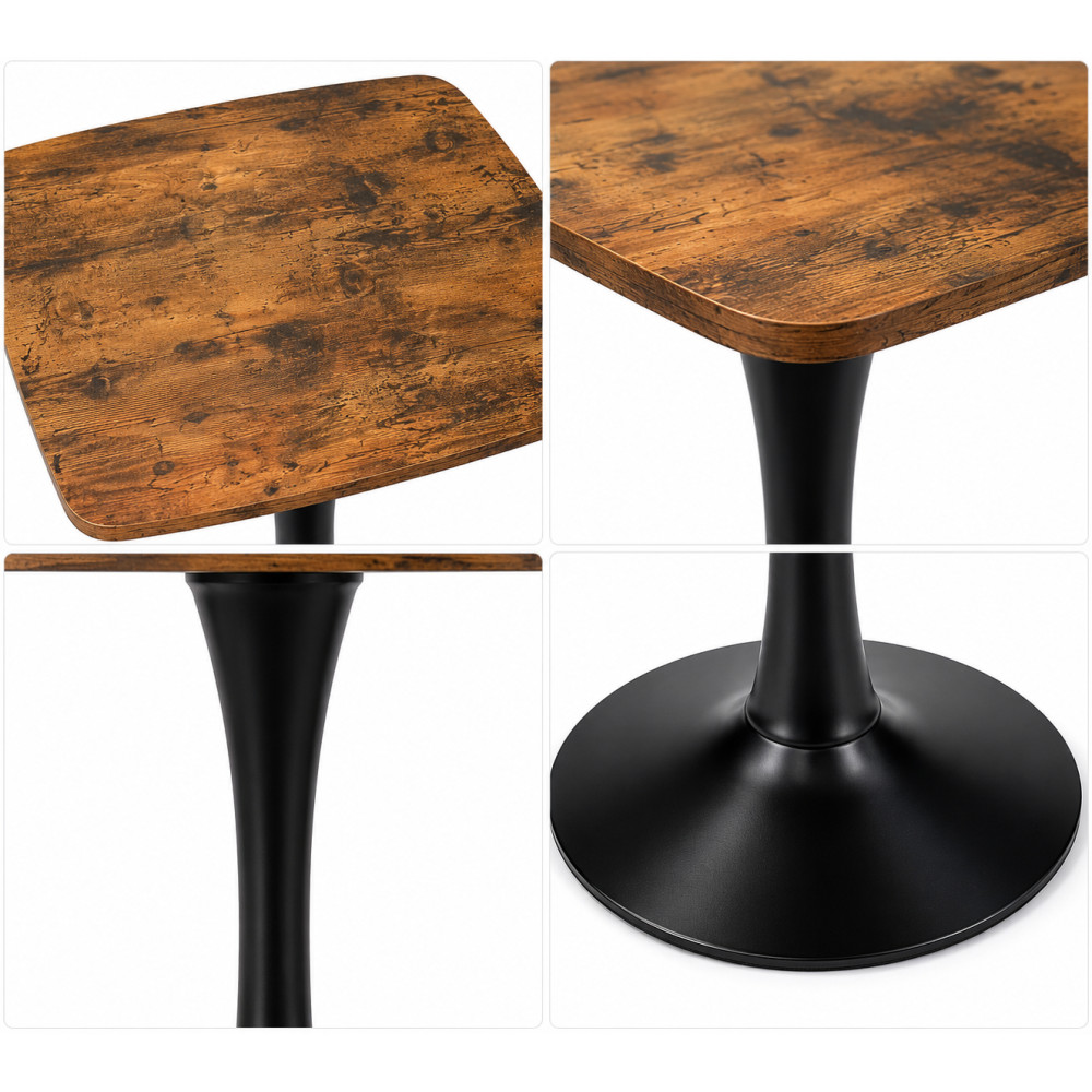 24″ Square Tulip Table with MDF Tabletop & Matte Black Metal Pedestal Base