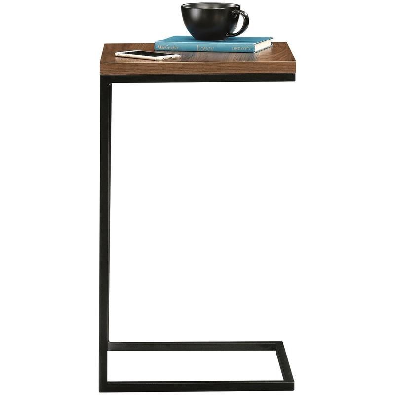 C-Shape Metal End Table Rectangle Any Room Small Space Canyon Walnut Finish Hot