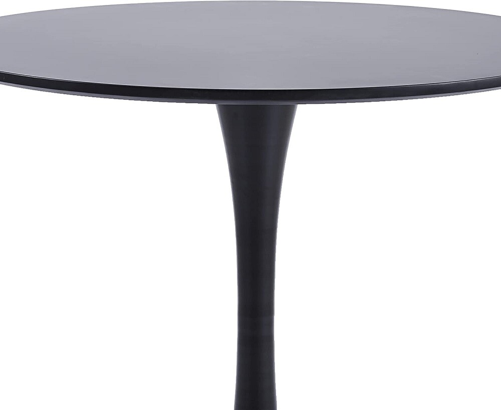 36” Round Tulip Dining Table Lacquered Wood Top with Glossy Pedestal White Black