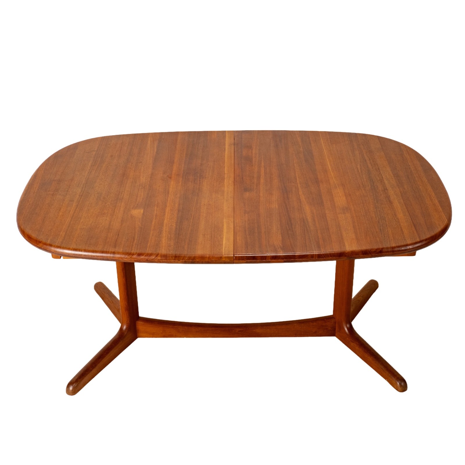 D-Scan Danish Modern Solid Teak Expandable 102″ Dining Table W/ Two Leafs