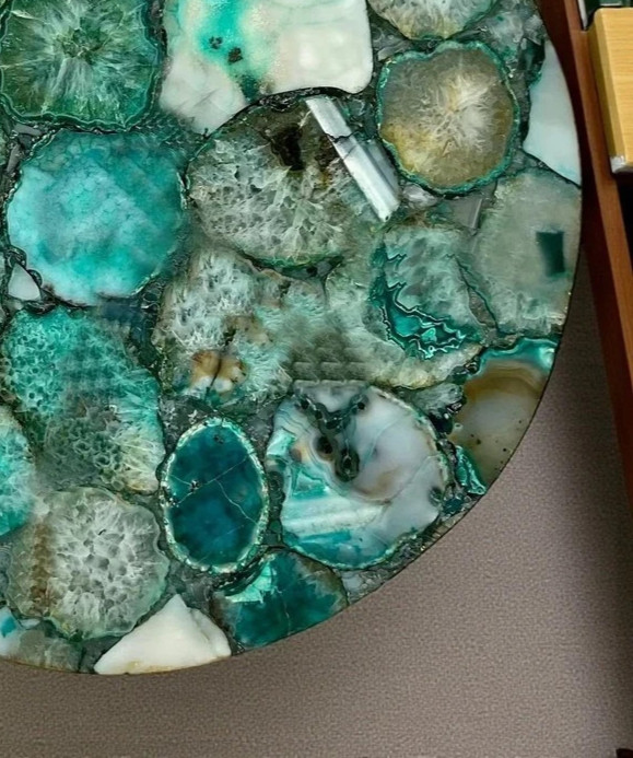18″ Customized Green Agate Indoor Table Green Agate Coffee Table Furniture Decor
