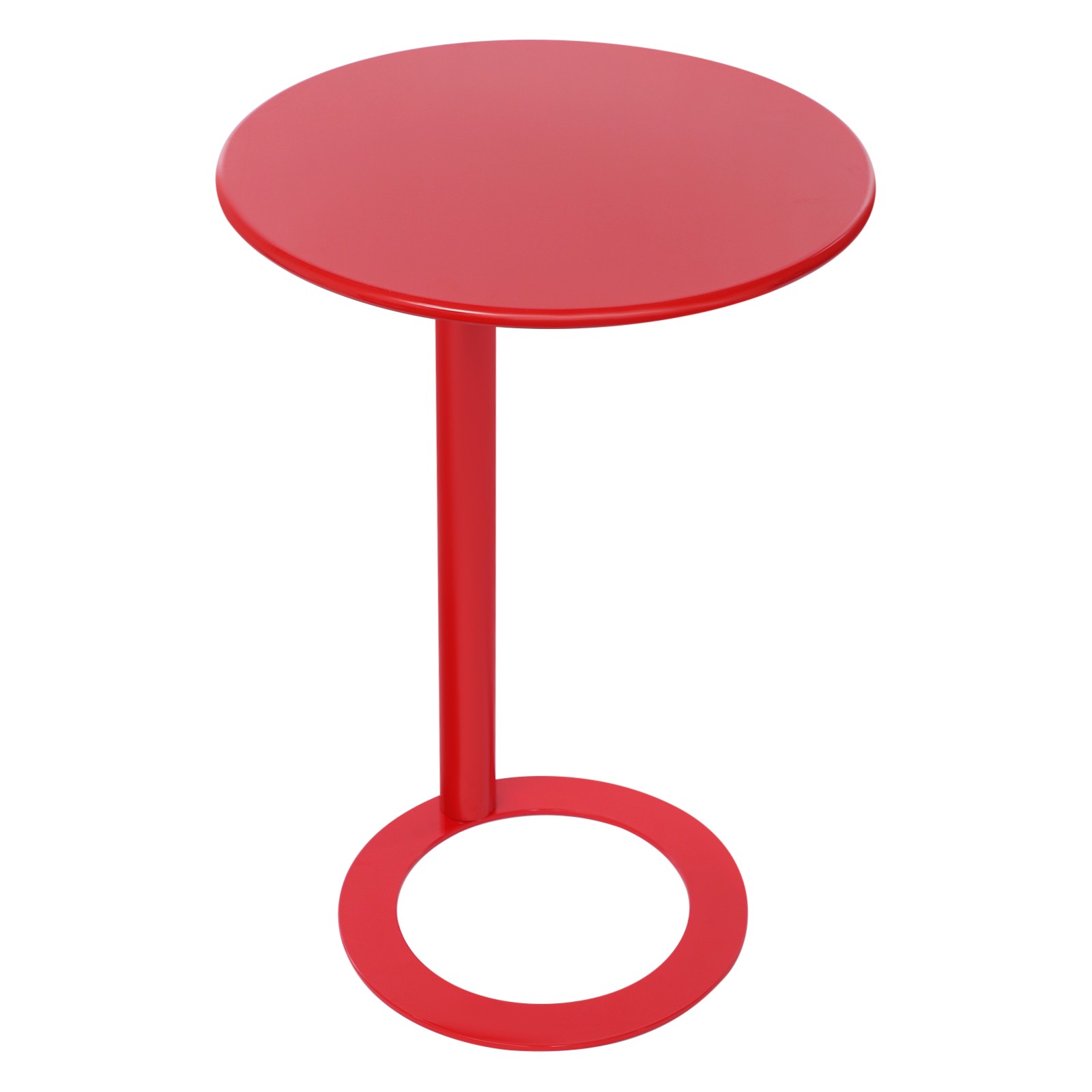 Red C-Shaped Coffee Table, 18.9*27.2in C-Shaped Side Table With O-Shaped Base