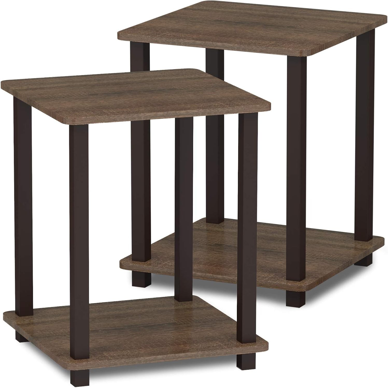 Living Room Furniture Simplistic Set of 2 End Table Walnut/Brown