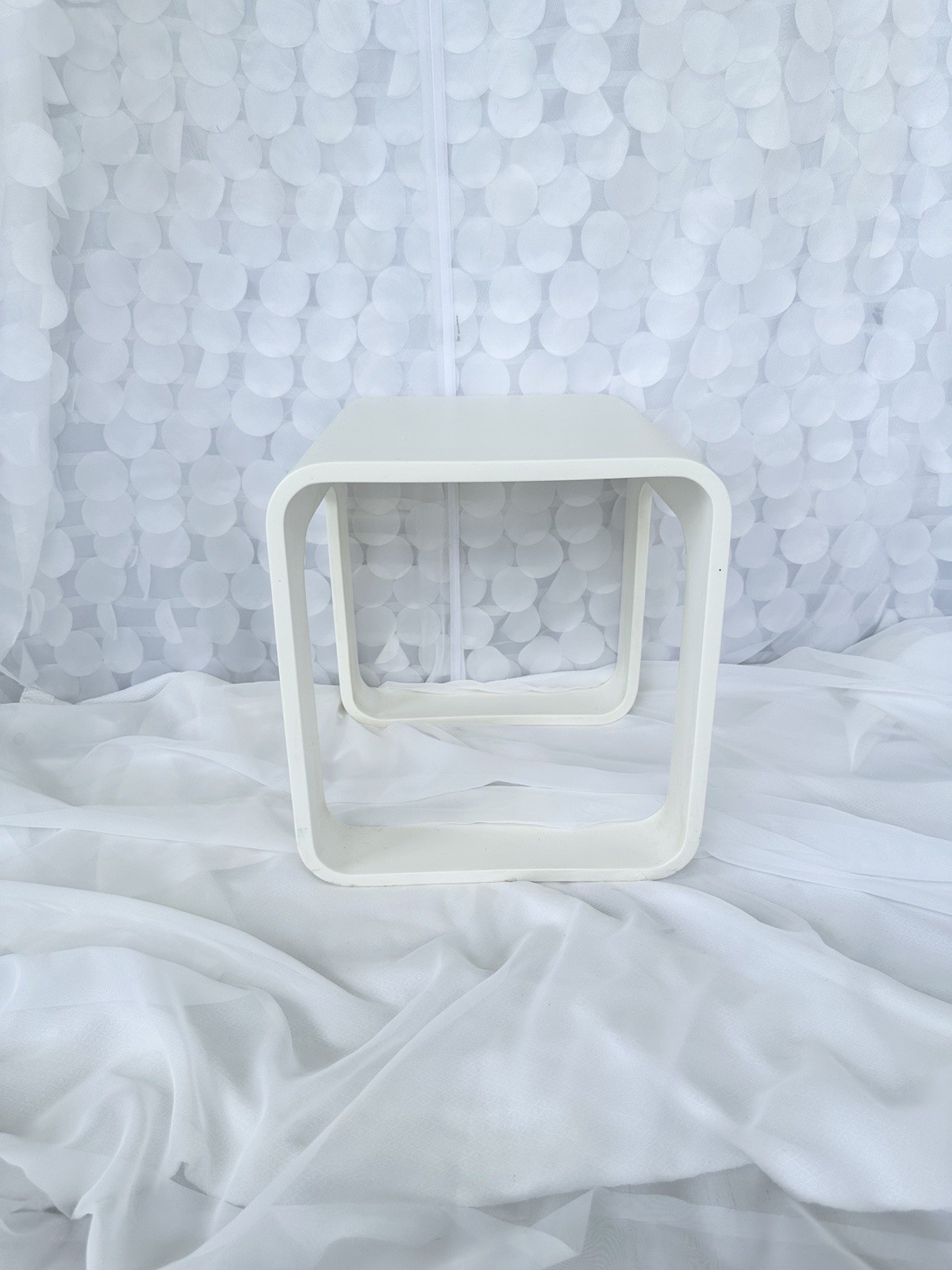 Vintage White Square MODERN CONTEMPORARY End Table OPEN Corian Stone Art Display