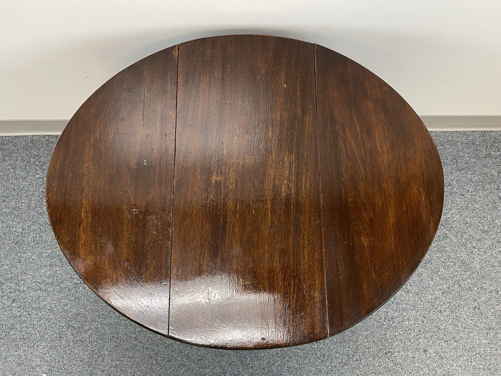 vintage Wood Square to Round Table with Fold Down Wings & Spool Legs – 21.25″ hi