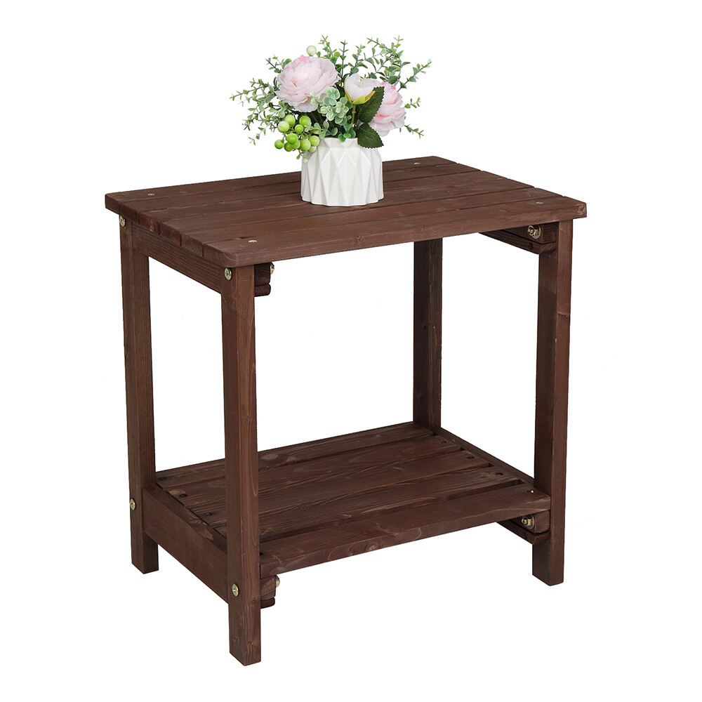 Rectangular Wood Side End Table Light Brown
