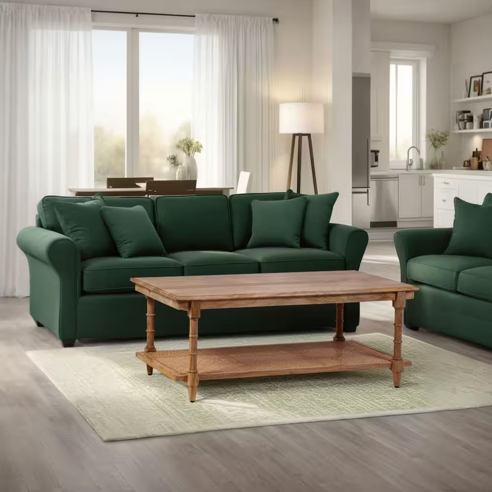 Chesterfield 42 In. by 24 In. Natural Rectangle Wood and Cane Coffee Table with