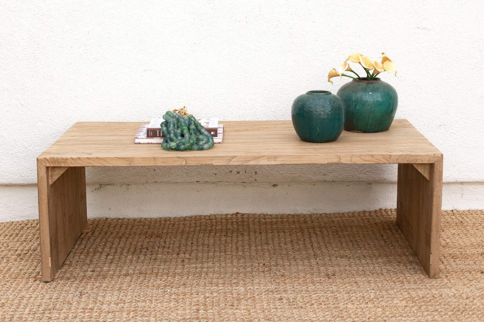 Reclaimed Elm Rustic Modern Waterfall Coffee Table