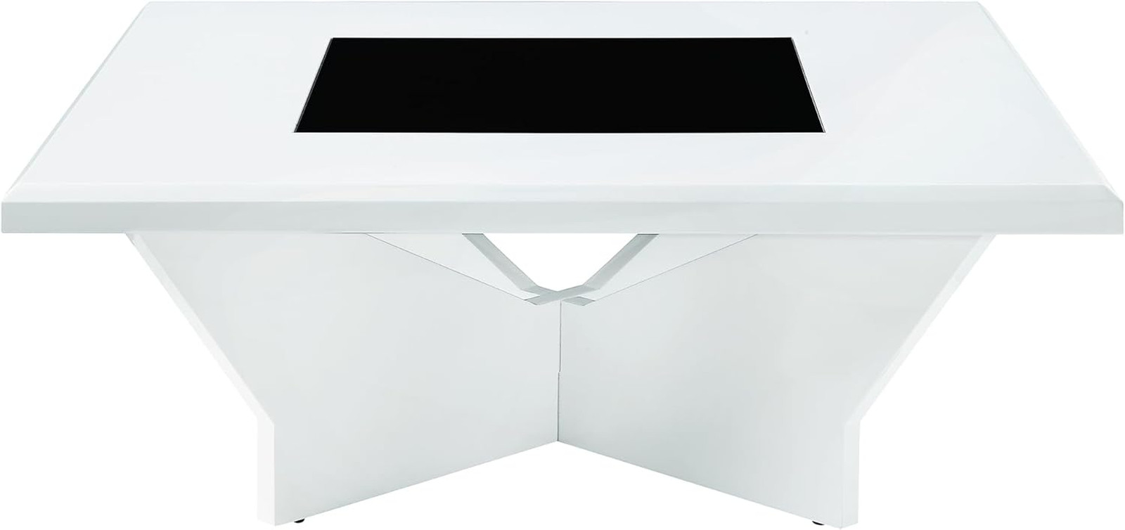 Alisha-Mae Modern White Coffee Table with Geometric Base for Any Room