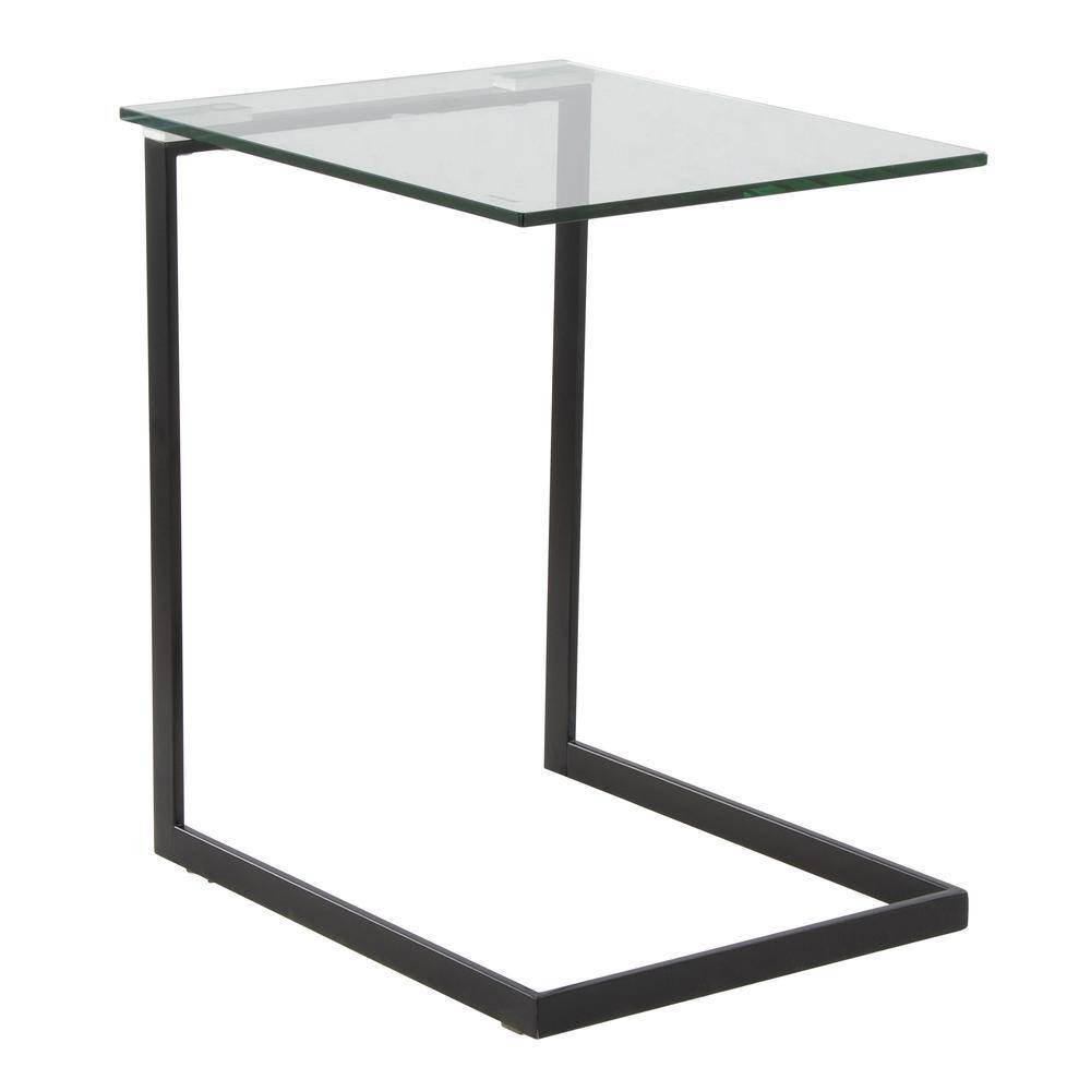Zenn 15.75 In. Clear Glass and Black Metal Square End Table