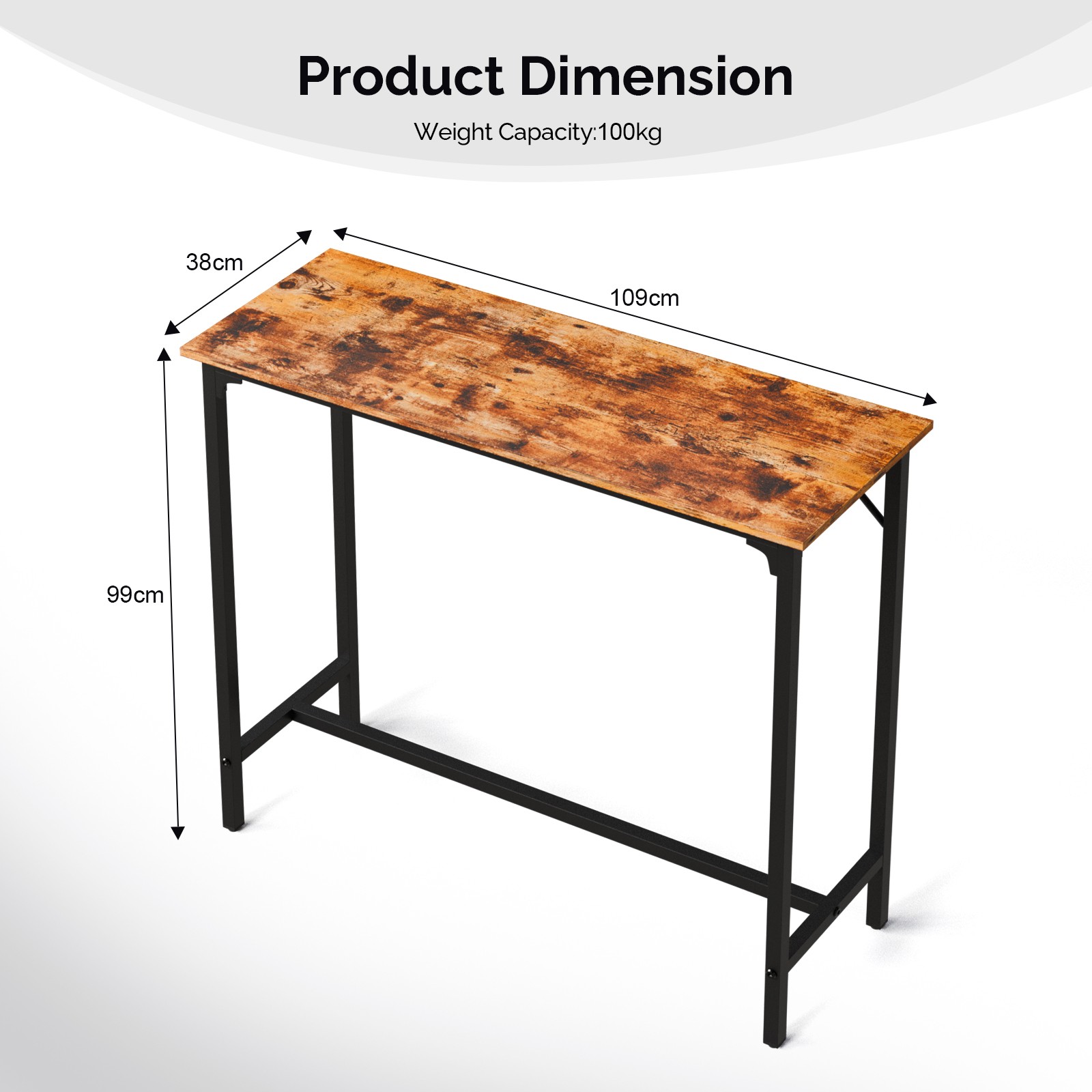 Durable MDF Top & Metal Frame, Ideal for Kitchen/Bar