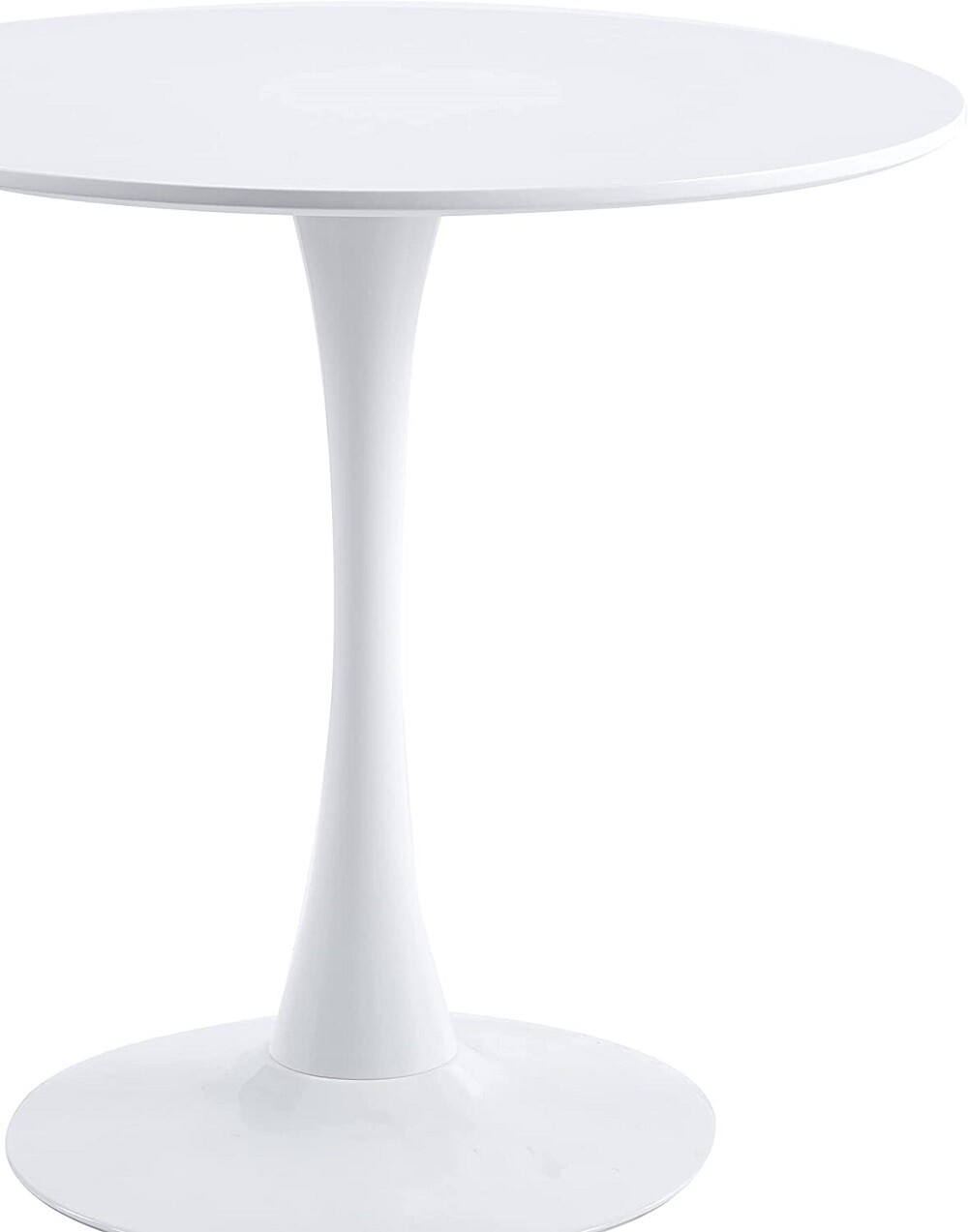 36” Round Tulip Dining Table Lacquered Wood Top with Glossy Pedestal White Black