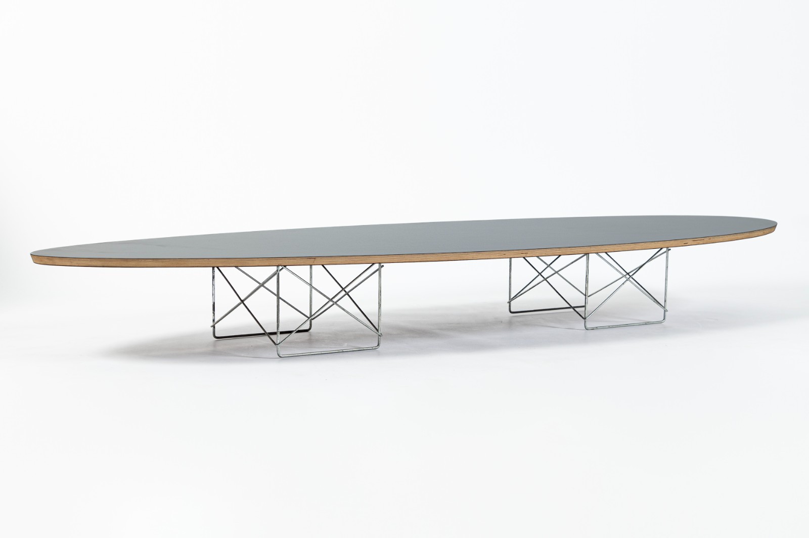 Eames Surfboard ETR Coffee Table for Herman Miller, Black Mid Century Modern