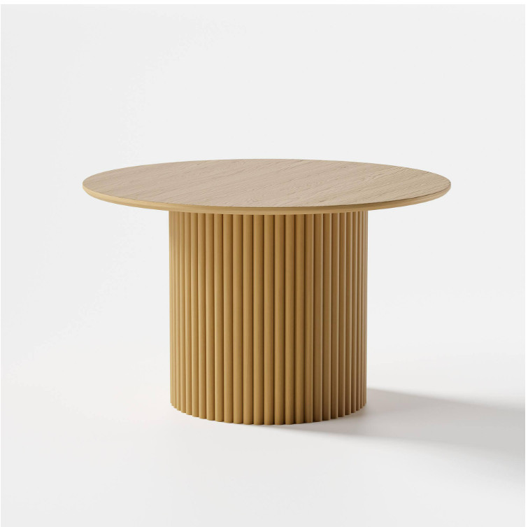 Abberton Natural Color Oak Wood Column Base 46 in. Round Dining Table