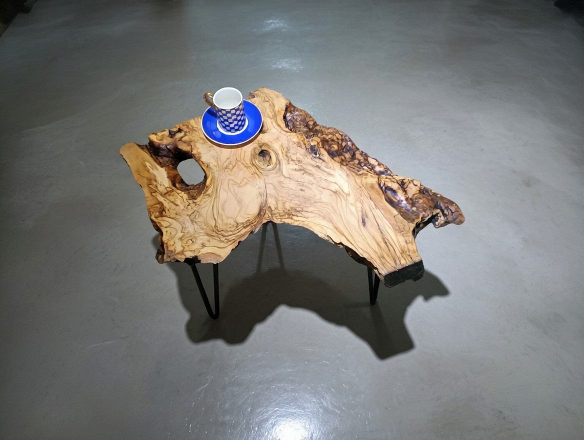 Side Table Natural Live Edge Olive Rustic Nesting Table l By Skilled Hands